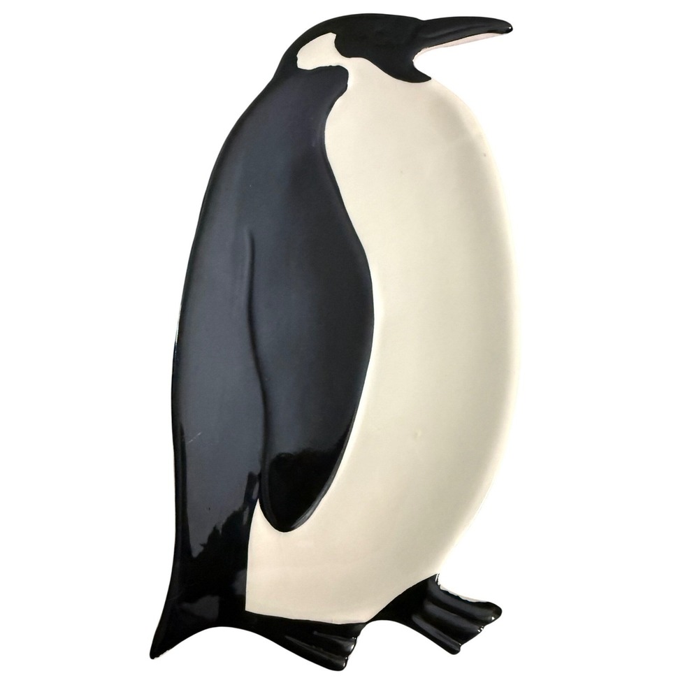 Boston Warehouse Penguin Ceramic Tidbit Trinket Dish Black White Coastal Decor